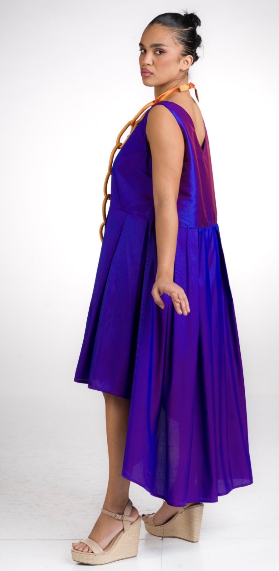 Abito in taffetas di viscosa : colore Viola - immagine 2