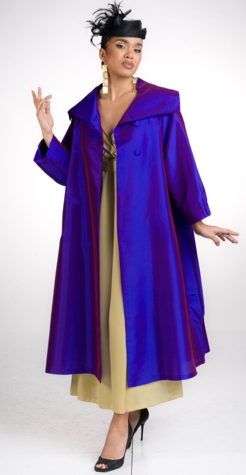 Spolverino in taffetas di viscosa : colore viola
