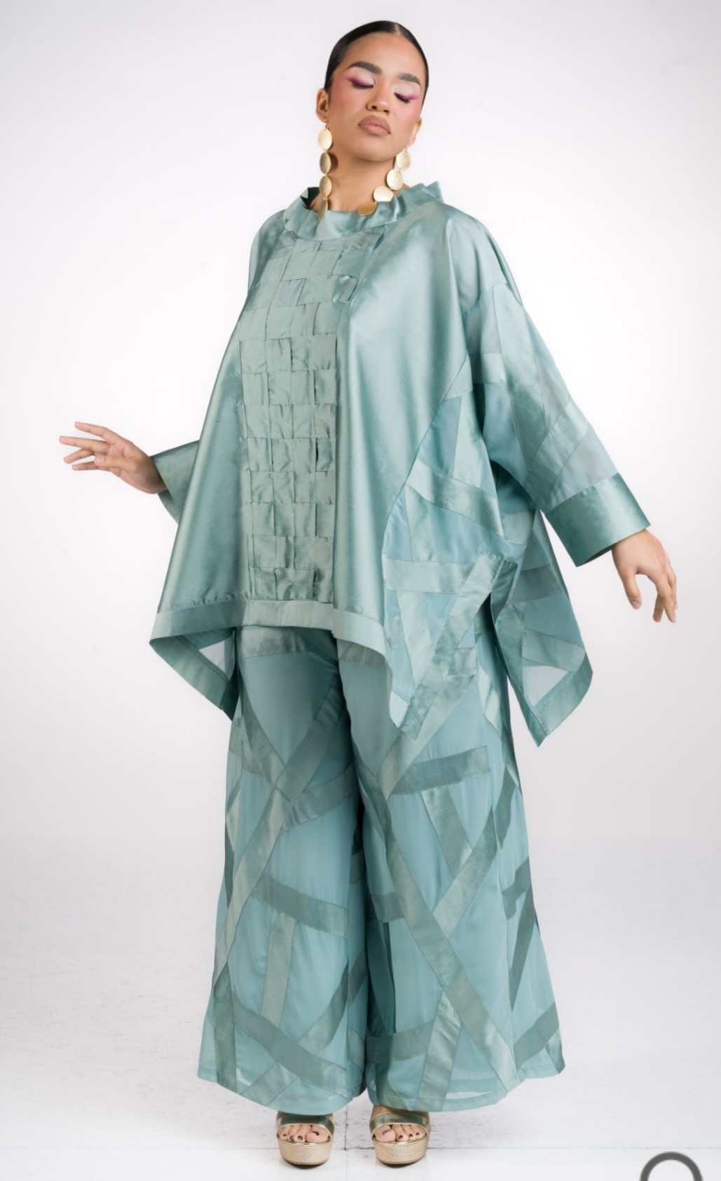 Casacca in georgette e taffetas di viscosa : colori Tiffany