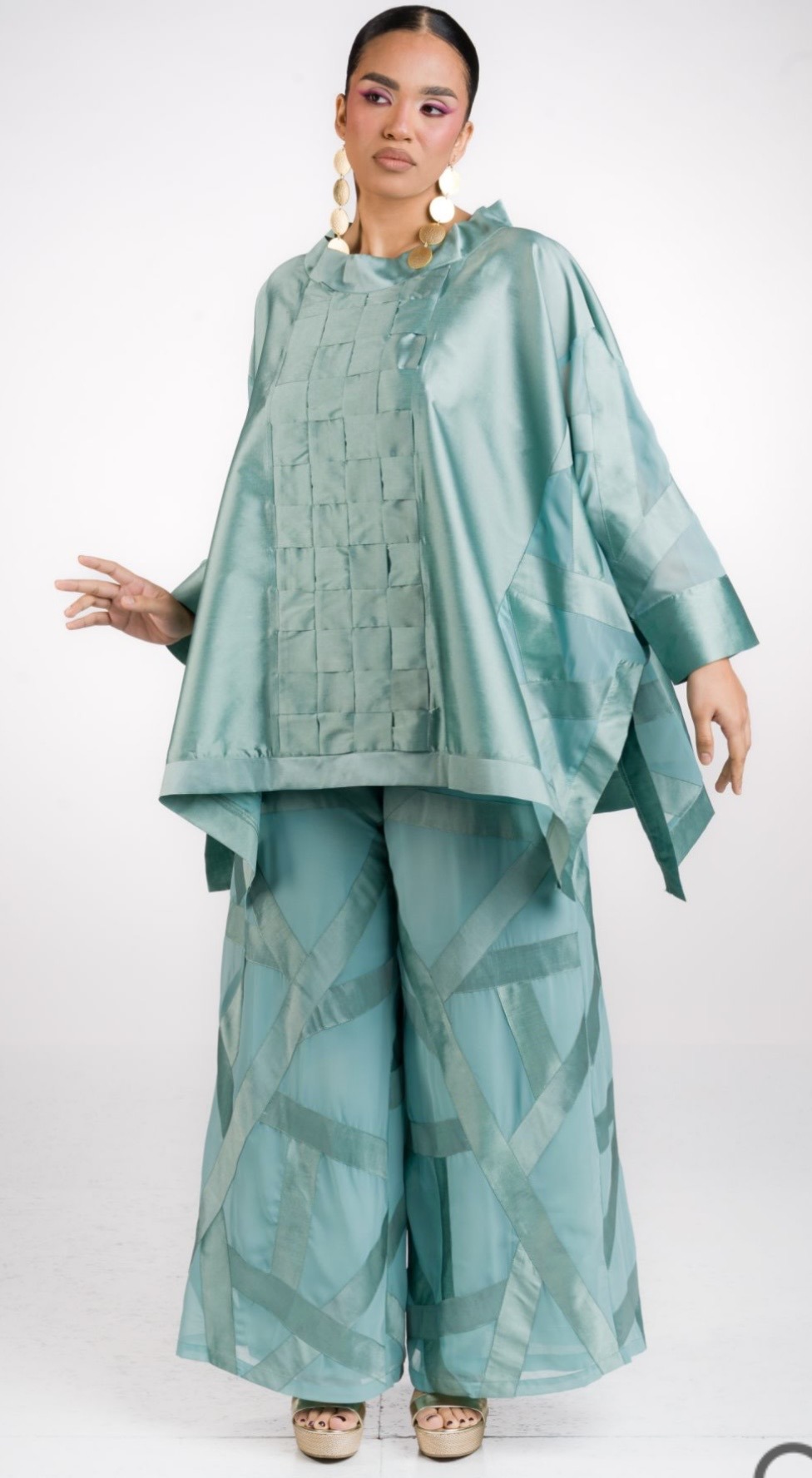 Casacca in georgette e taffetas di viscosa : colori Tiffany - immagine 3