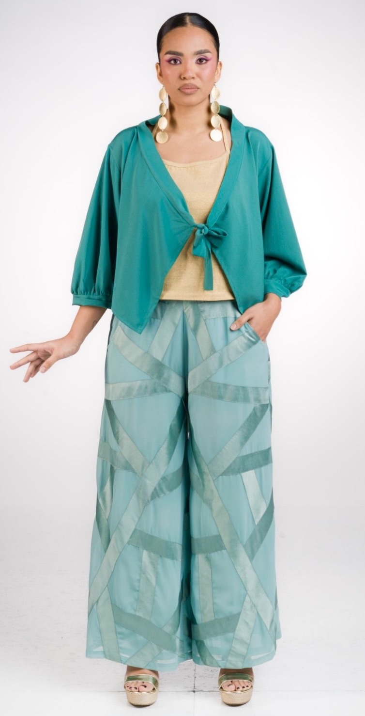 Canotta in georgette e taffetas di viscosa : colori Tiffany - immagine 4
