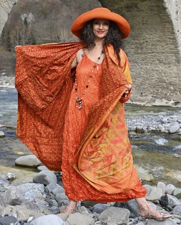 Kimono in sari di viscosa Vintage ( i tessuti ) - immagine 9