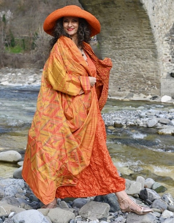 Kimono in sari di viscosa Vintage ( i tessuti ) - immagine 7